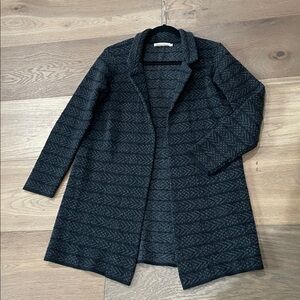Chiaramente Made In Italy Cardigan Sweater Wool Blend Black & Gray Open Front S